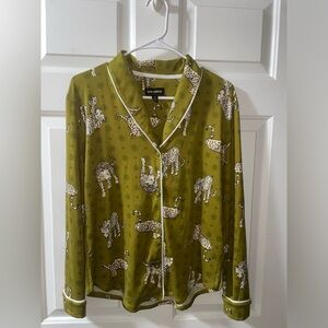 Women’s Room Service brand Pajamas Green Tiger Print